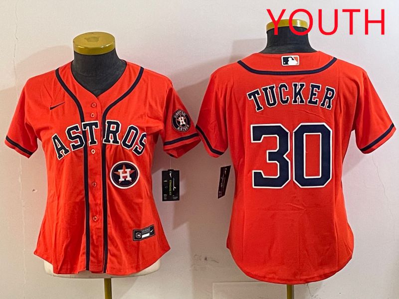 Youth Houston Astros #30 Tucker Orange Game 2025 Nike MLB Jersey style 5